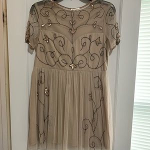 Nude Blush Cocktail Dress with Sequins